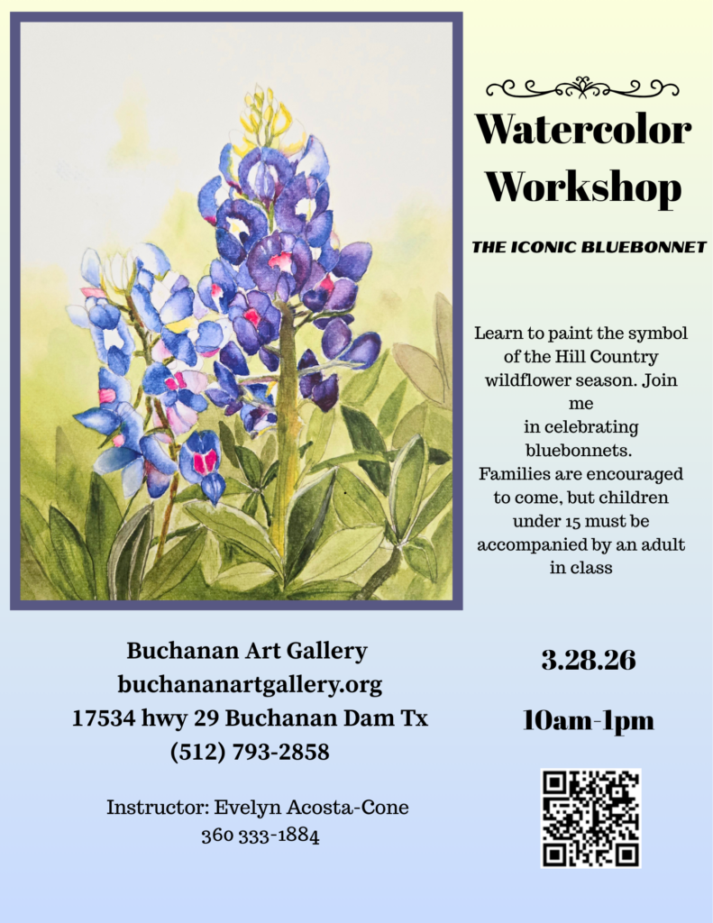 Watercolor Workshop flyer -Mar 28-Bluebonnets