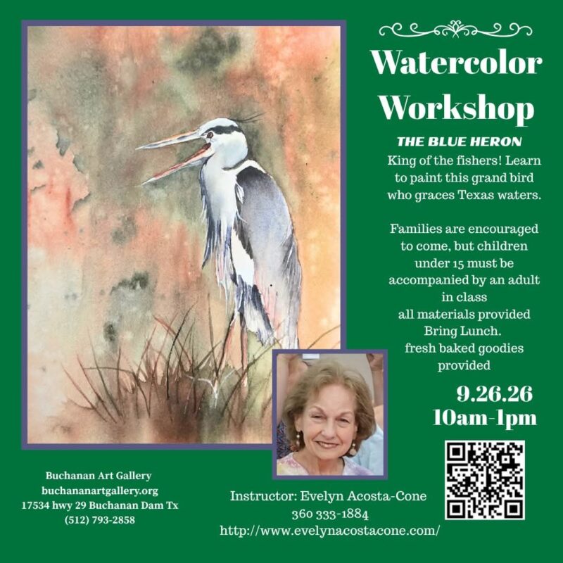 Watercolor Workshop - Blue Heron flyer