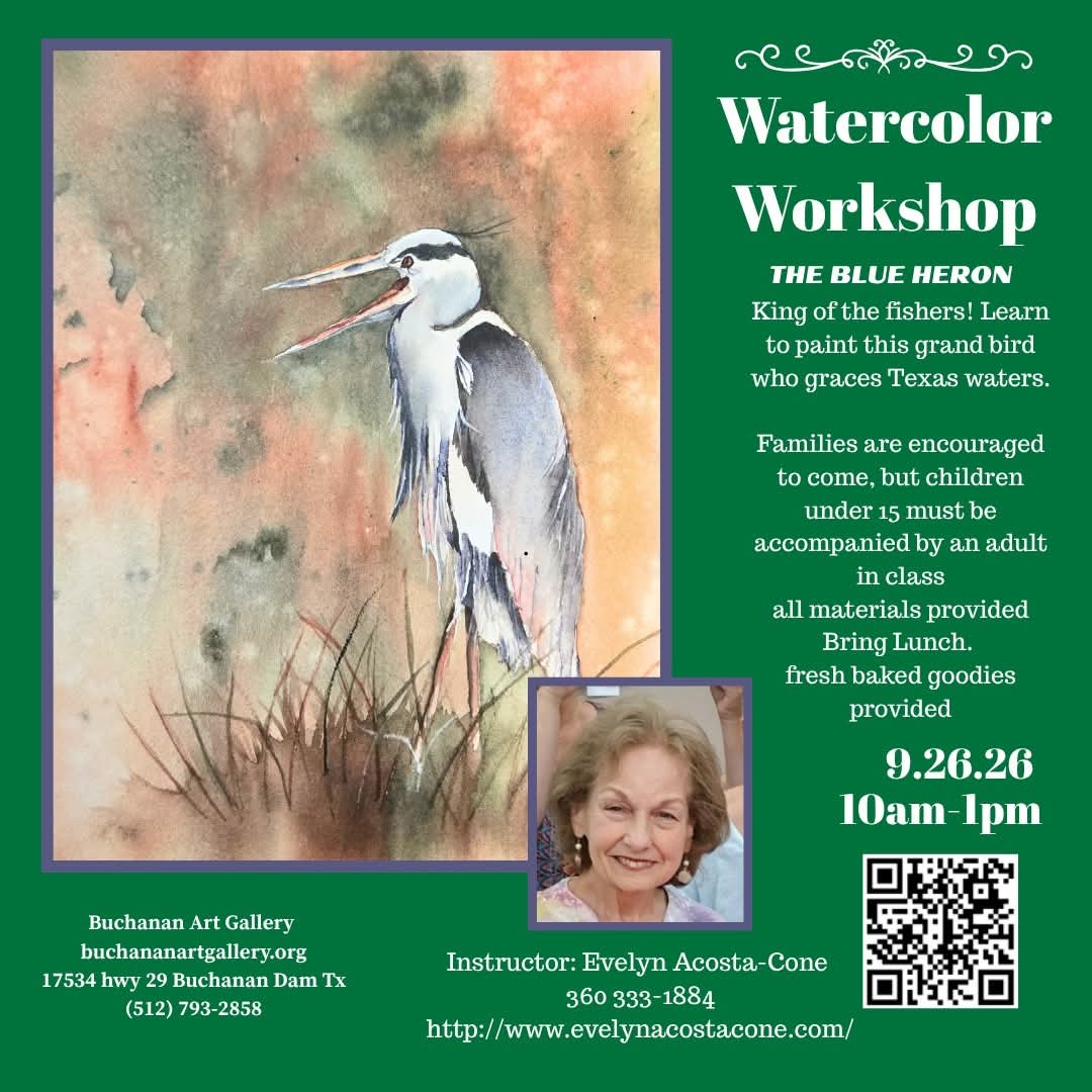 Watercolor Workshop - Blue Heron flyer Watercolor Workshop - Blue Heron flyer